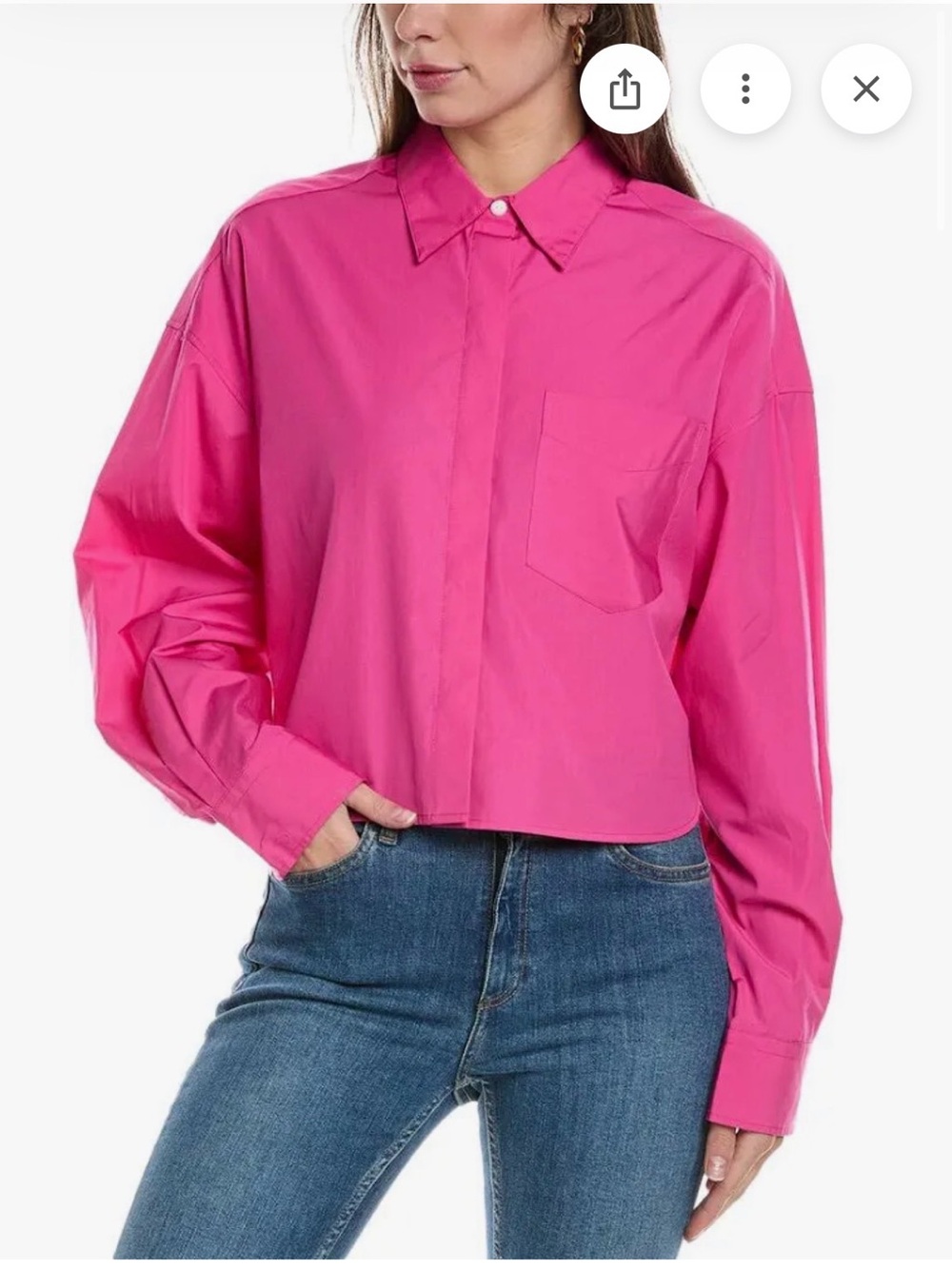 Rag and bone Cropped Button-Front Women's Shirt in Hot Pink - Sz S